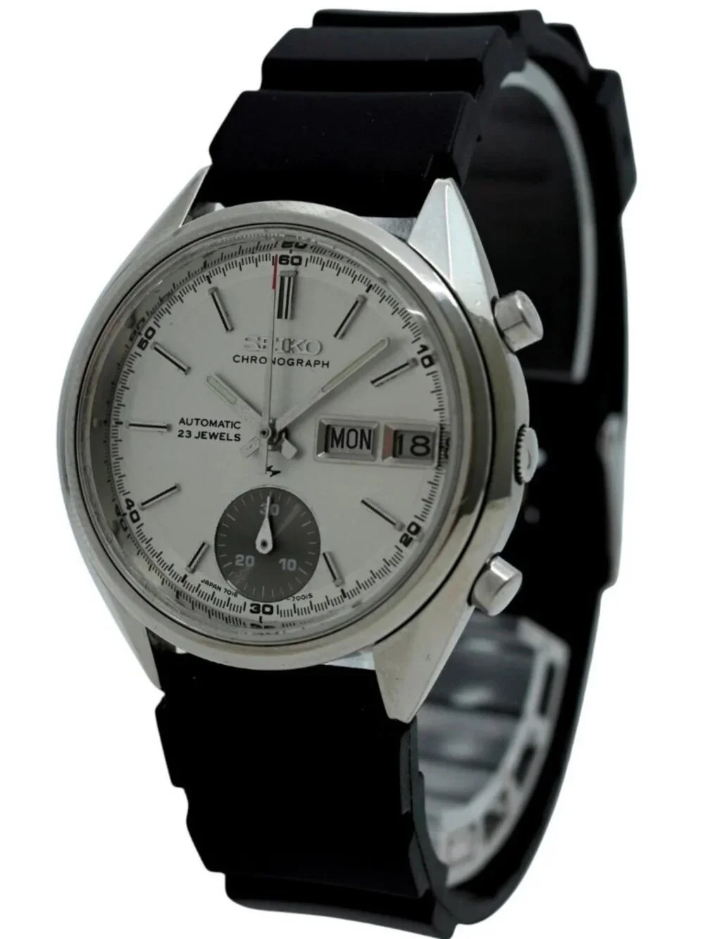 Seiko 37mm Men's Flyback Automatic Chronograph Day-Date Watch! Ref: 7018-7000!